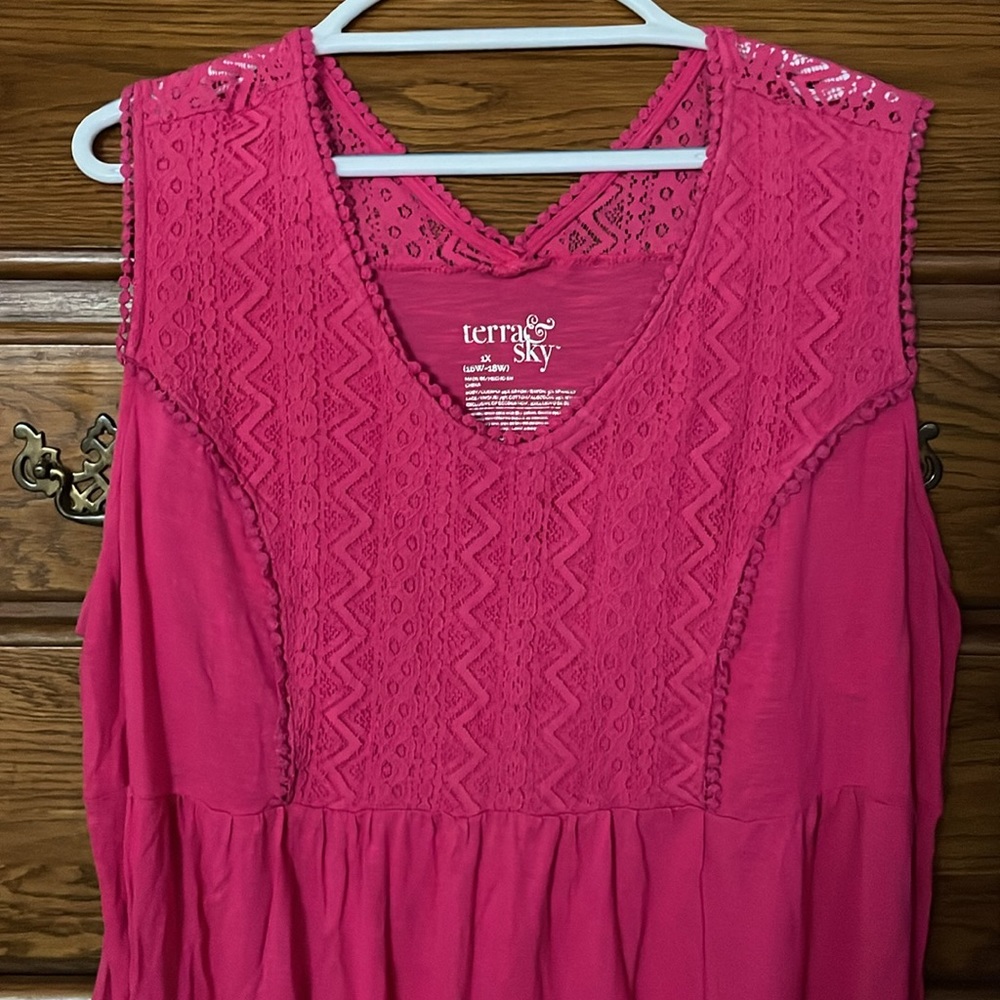 Terra & Sky Pink Sleeveless Top size 1X - Picture 2 of 4